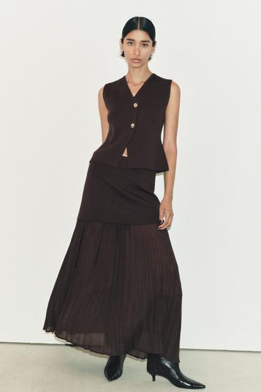 PLAIN KNIT VEST TOP - Brown by Zara - Image 0