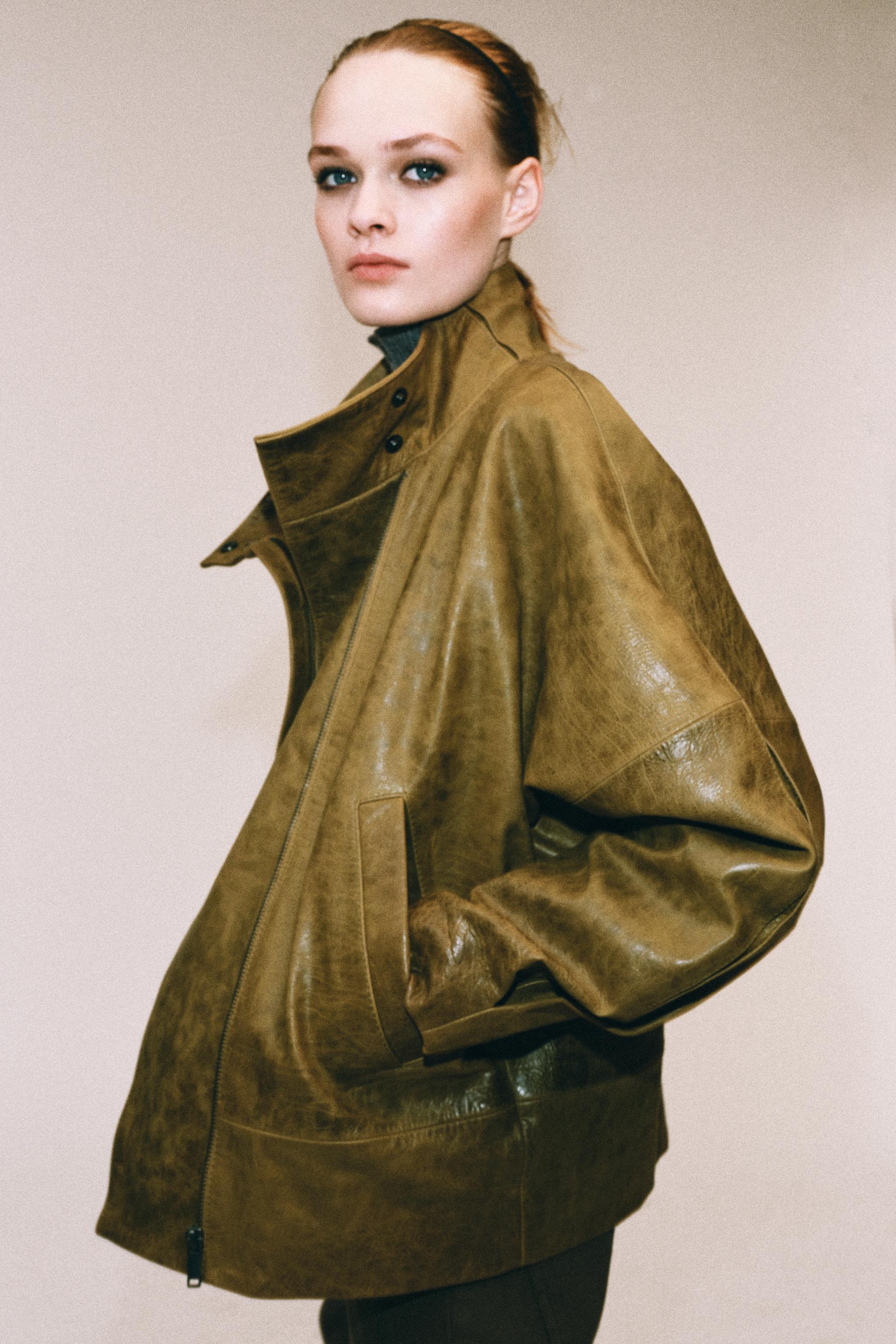 100% Leather Zw Collection Jacket by Zara