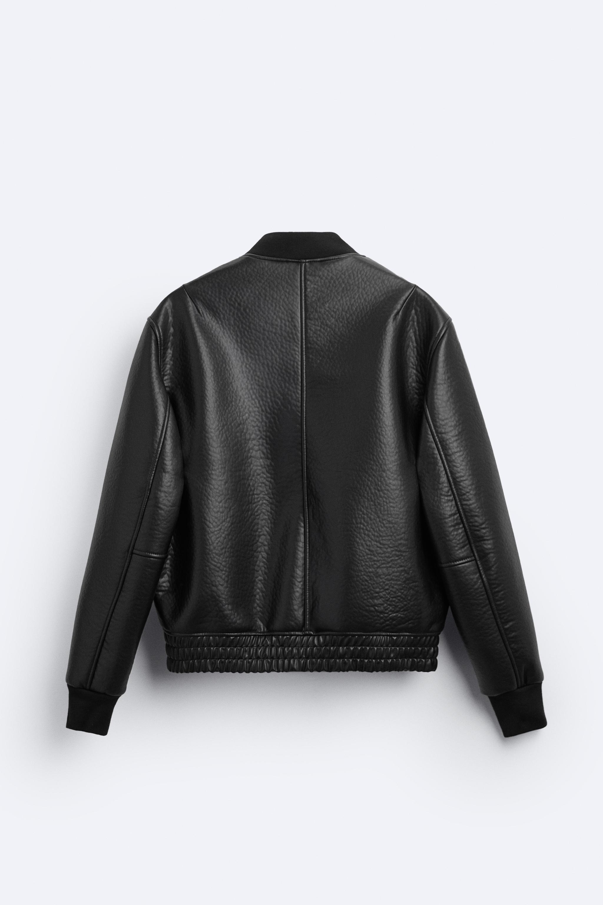 BLOUSON AVIATEUR EN MATIÈRE SYNTHÉTIQUE - Noir