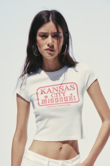 CAMISETA ALGODÓN MODAL TEXTO - Blanco roto de Zara
