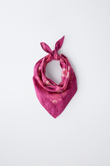Zara FLORAL BANDANA - Raspberry