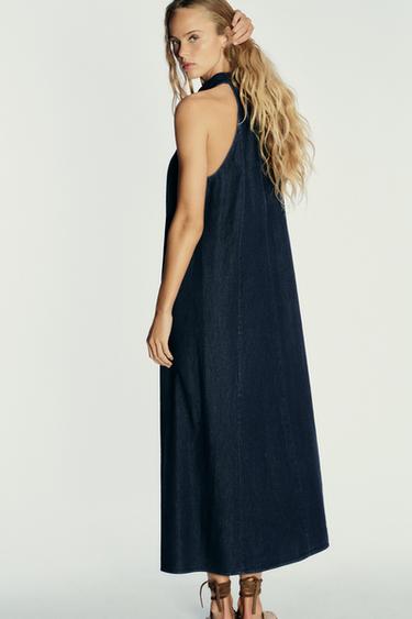 TRF HALTER DENIM DRESS - Navy blue by Zara - Image 4