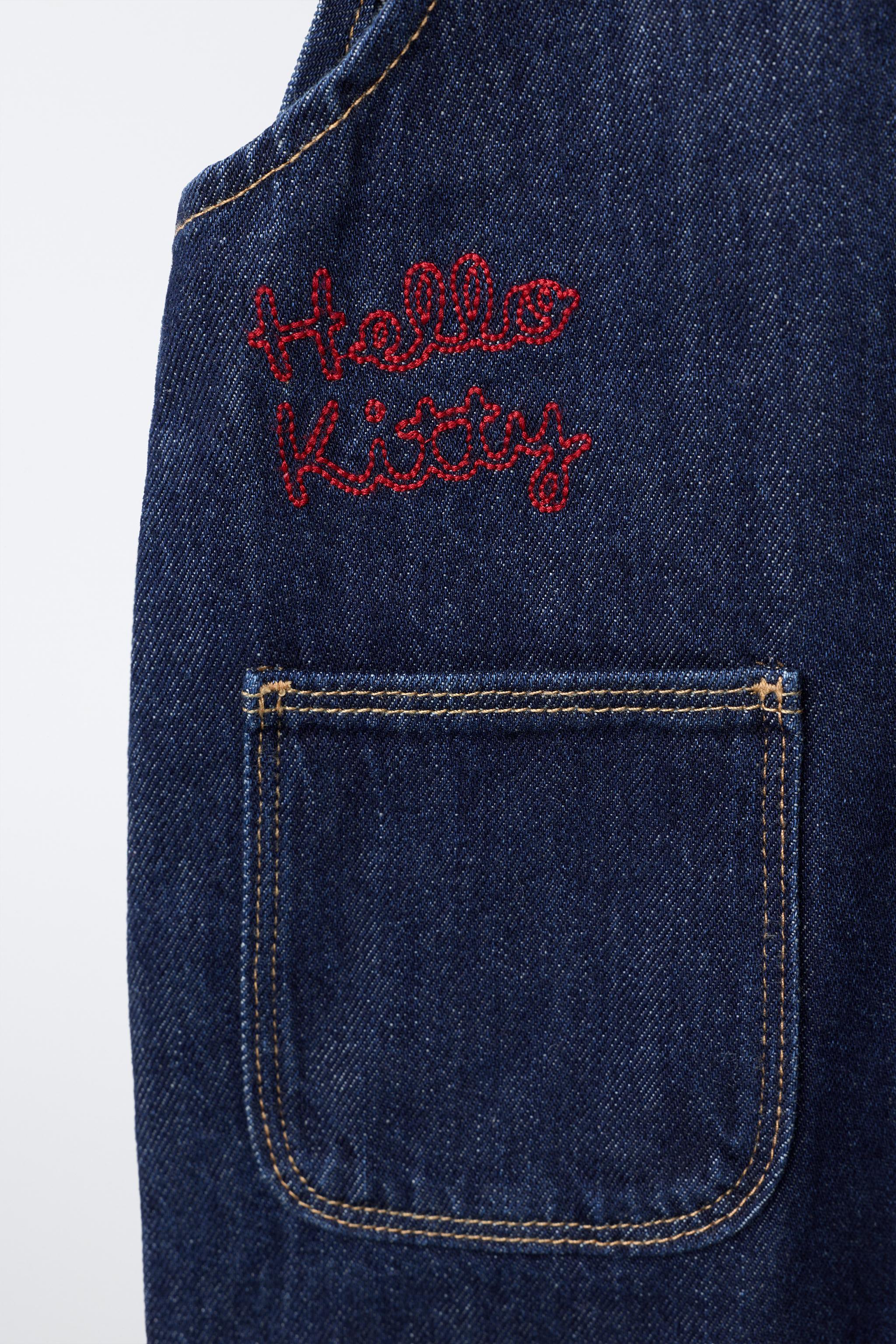 HELLO KITTY © SANRIO EMBROIDERED DENIM OVERALLS