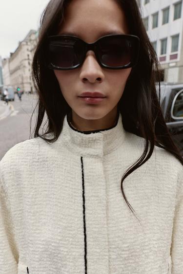 BLOUSON BOMBER STRUCTURÉ AVEC LISERÉS EN CONTRASTE - Écru de Zara - Image 3