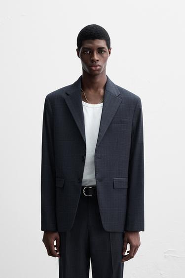 BLAZER TRAJE CUADROS - Marino de Zara