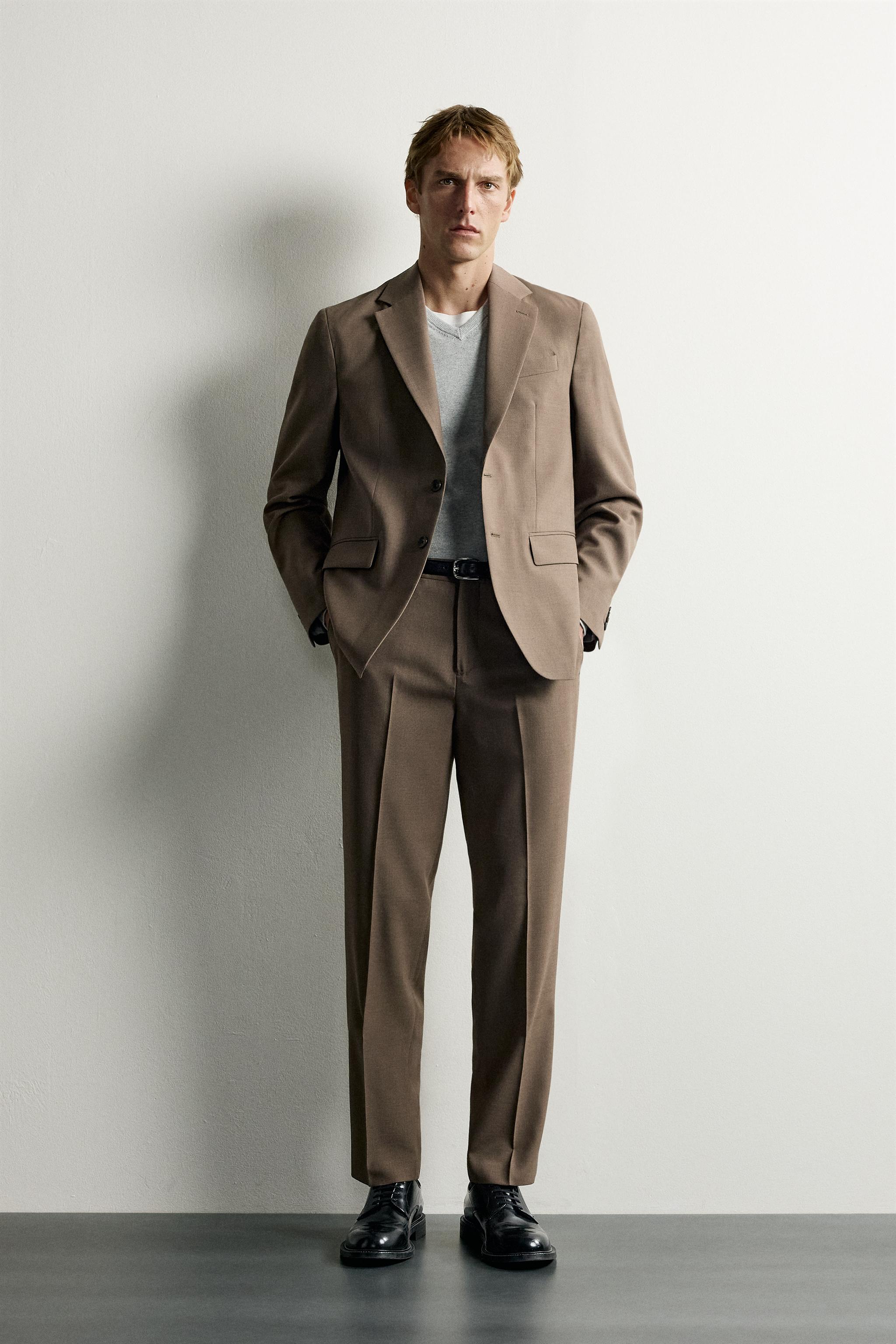 レギュラーフィット スーツブレザー - ゴールデンブラウン | ZARA