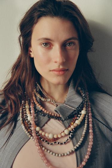 MULTI-STRAND NECKLACE WITH BEADS - Multicoloured by Zara