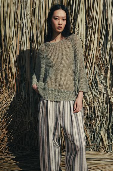 POINTELLE KNIT JUMPER - Light green by Zara