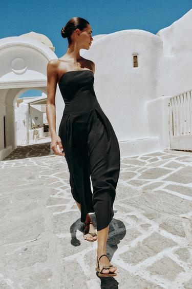 STRAIGHT NECKLINE MIDI JUMPSUIT - Black by Zara - Image 3