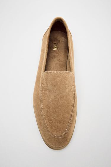 FLAT SPLIT SUEDE LOAFERS - Sand Brown by Zara