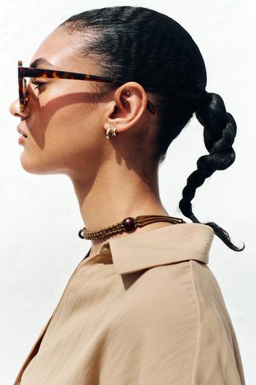 CHEMISE MANCHES COURTES AMPLES - Camel moyen de Zara - Image 3