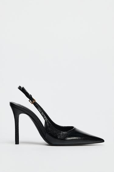 SAPATO DE TACÃO COM RELEVO - Preto da Zara
