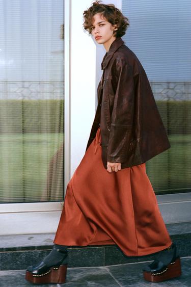 SATIN MIDI SKIRT - Red / Orange by Zara - Image 5