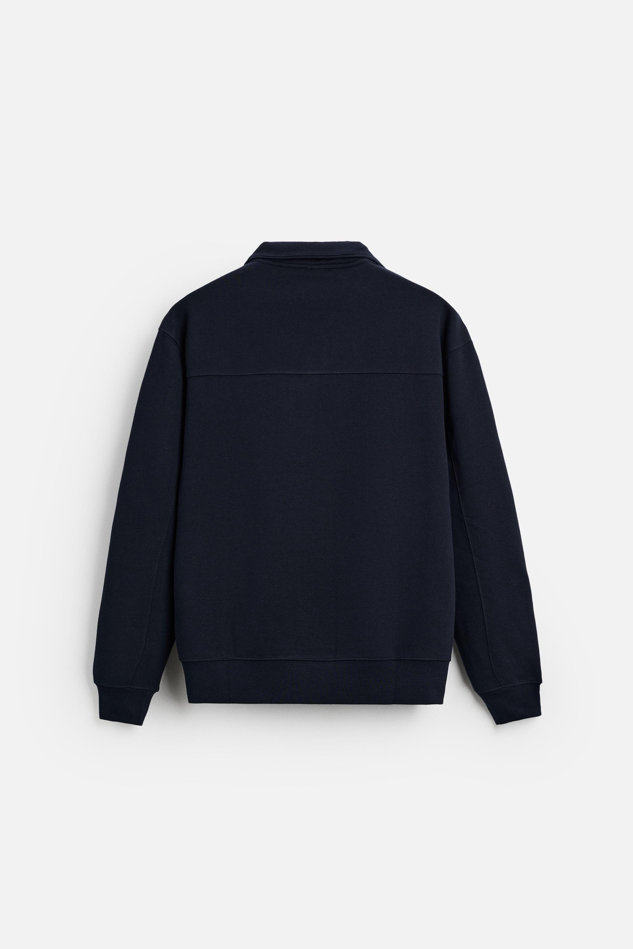 BASIC ZIP-NECK SWEATSHIRT - Navy blue | ZARA Australia