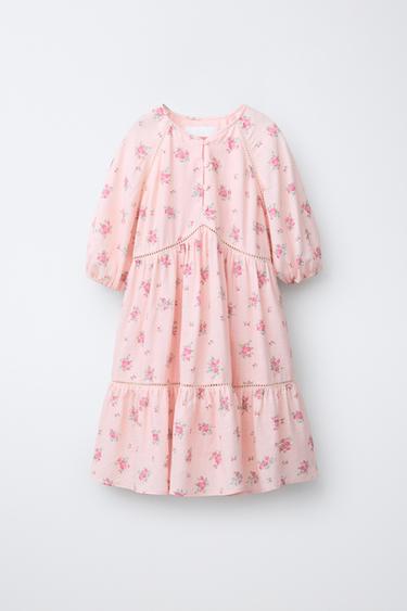 VESTIDO ENTREDOS FLORES - Rosa pastel de Zara - Imagen 0