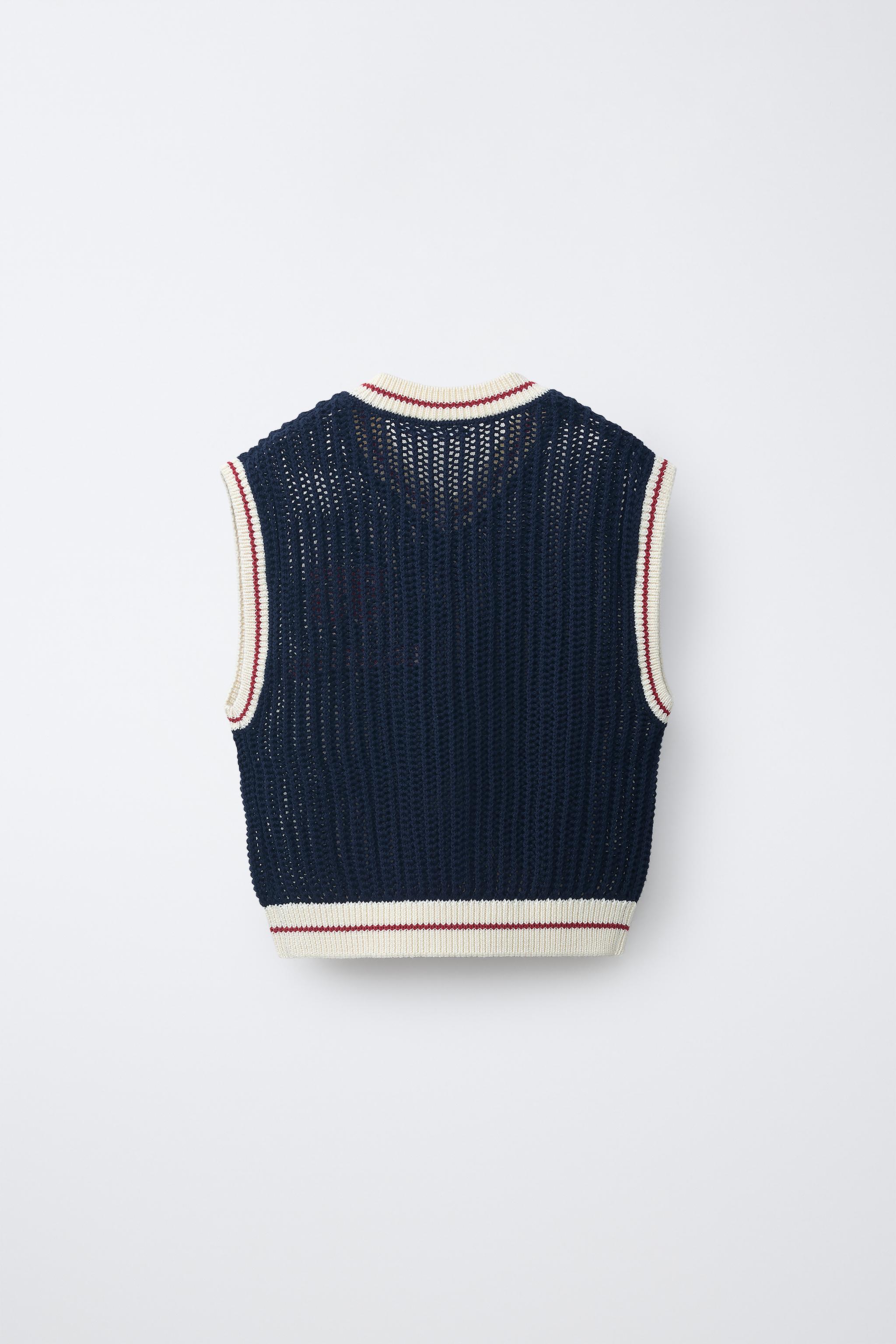 VARSITY FOOTBALL KNIT VEST - Navy blue | ZARA United States