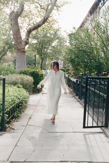 100% LINEN TUNIC DRESS - White by Zara - Image 0