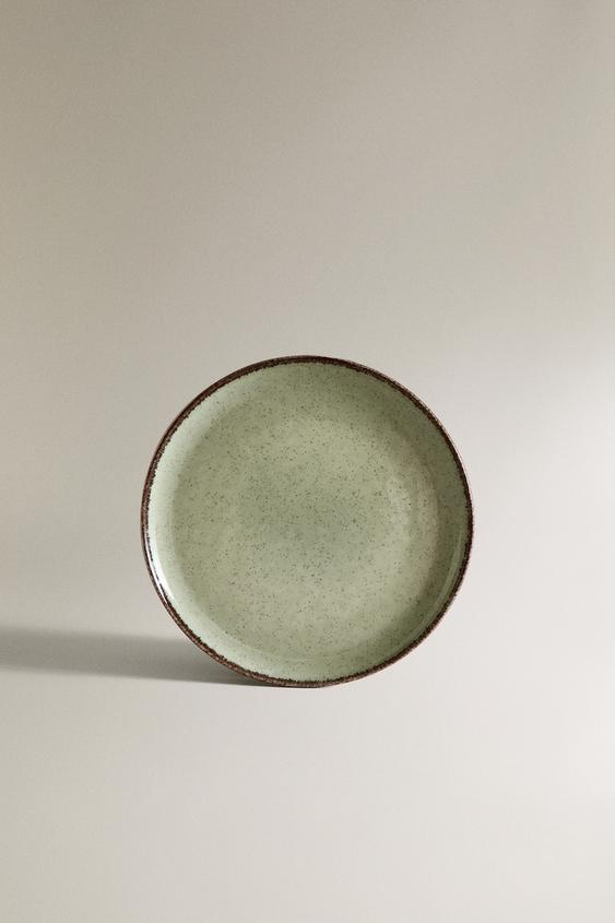 PORCELAIN SIDE PLATE WITH ANTIQUE FINISH RIM - Sea green by Zara - Image 0