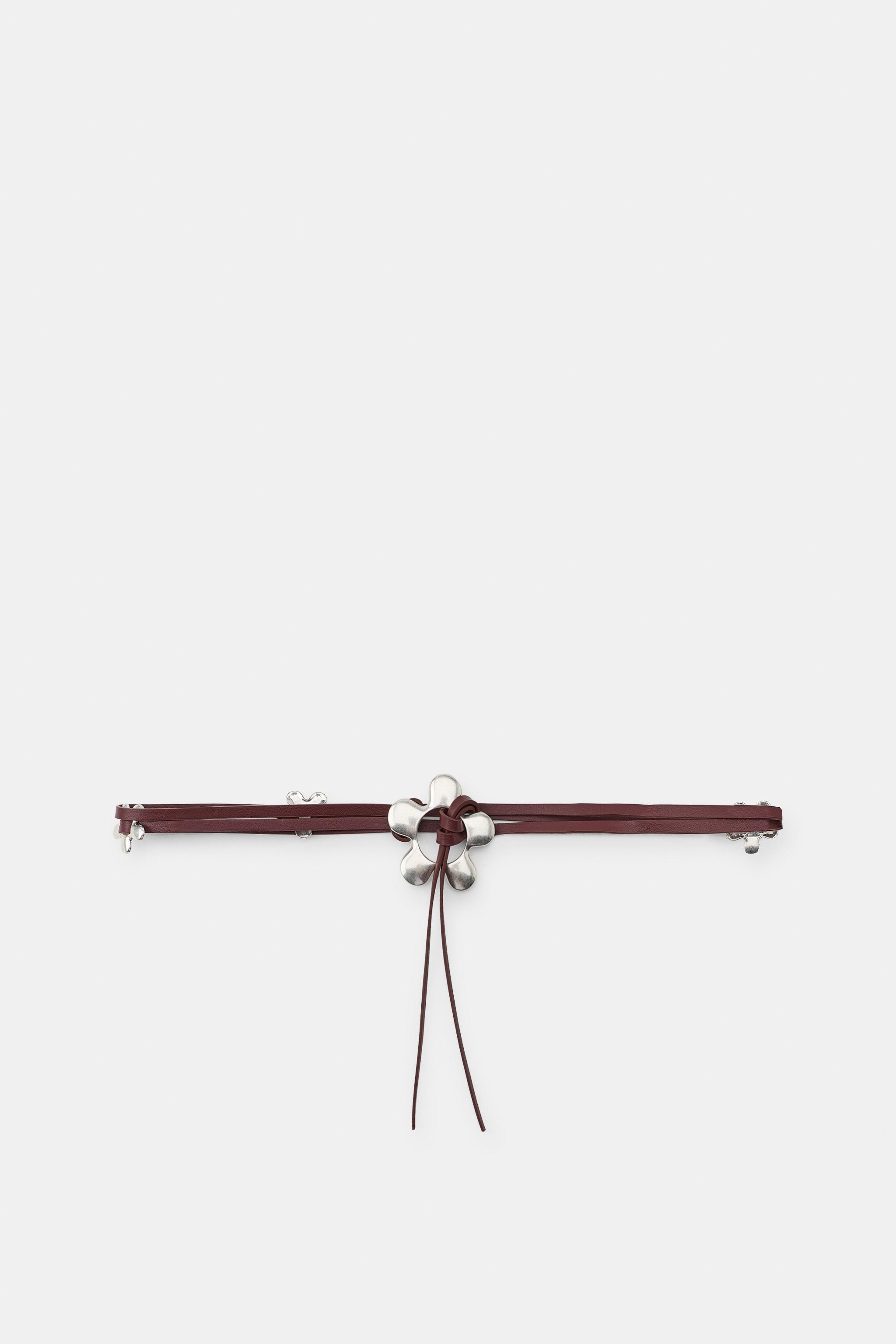 CEINTURE DOUBLE MATIÈRE SYNTHÉTIQUE FLEURS