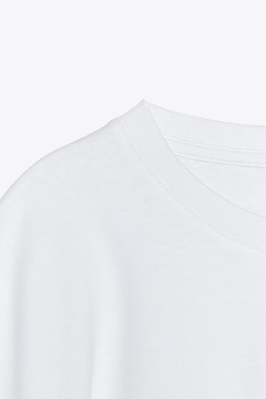 Zara WASHED CAPE SLEEVE T-SHIRT - White