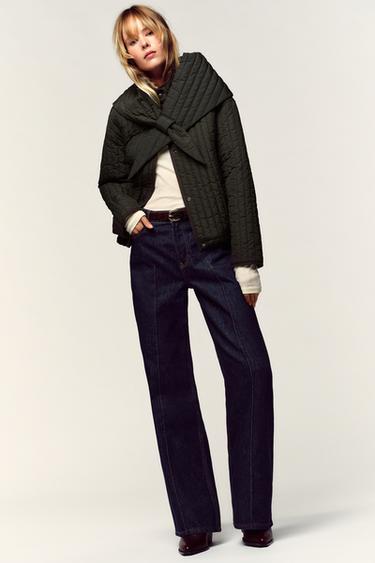 CAZADORA ACOLCHADA BUFANDA DESMONTABLE - Khaki oscuro de Zara