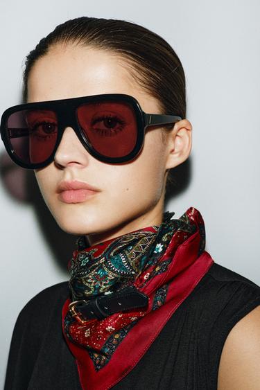 Zara PRINTED SCARF BELT - Maroon