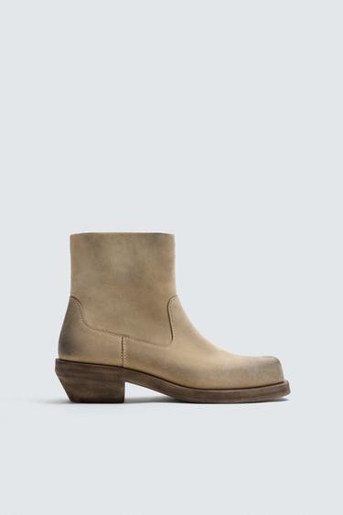 LEATHER COWBOY BOOTS - Sand Brown by Zara