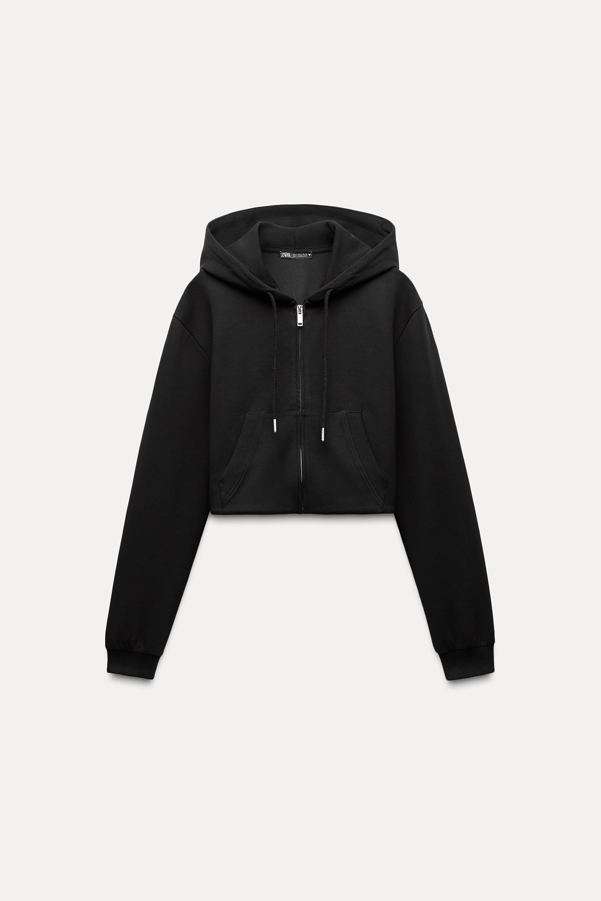 CROPPED INTERLOCK SWEATSHIRT Black ZARA Turkey