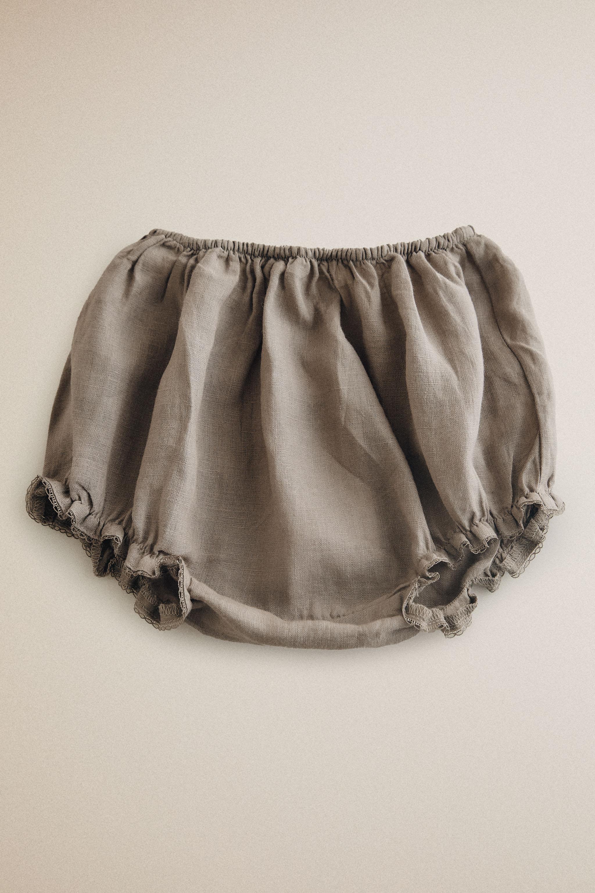 LINEN BABY BLOOMERS — Gray