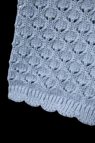 Zara CROCHET FLOWER KNIT SHORTS - Light blue