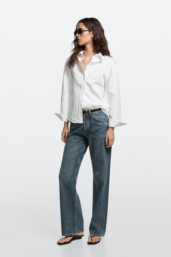 Camisa denim detalle hombro - Blanco roto de Zara - Imagen 0