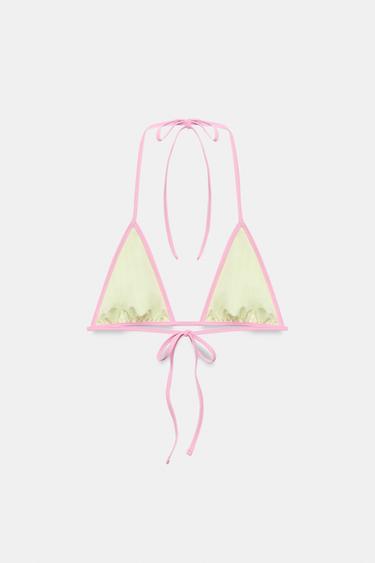 HAUT DE BIKINI TRIANGULAIRE CONTRASTÉ - Jaune de Zara - Image 9