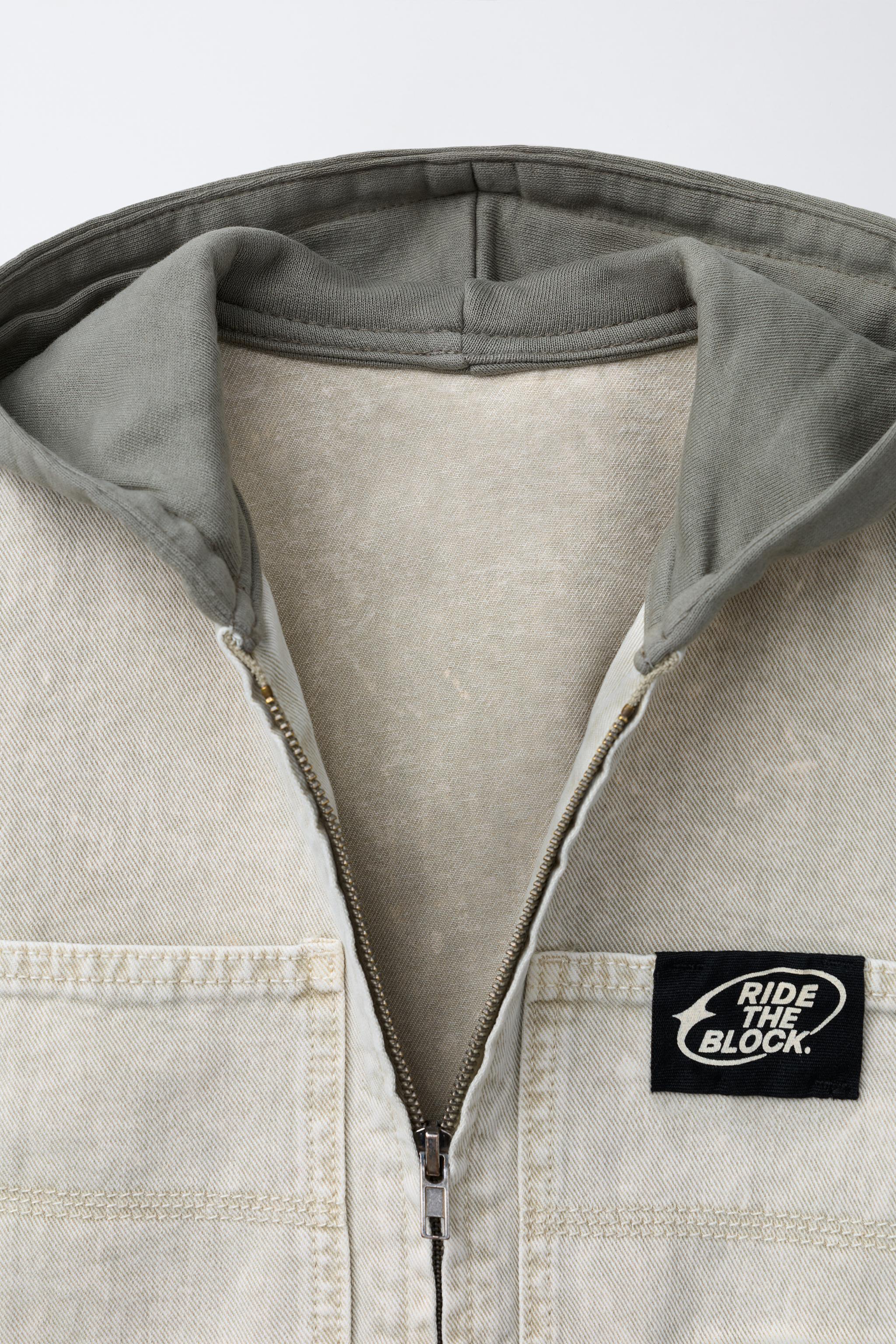 SURCHEMISE EN SERGÉ ACID WASH À CAPUCHE MOLLETON