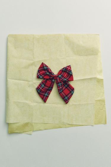 Zara PLAID BOW CLIP - Red