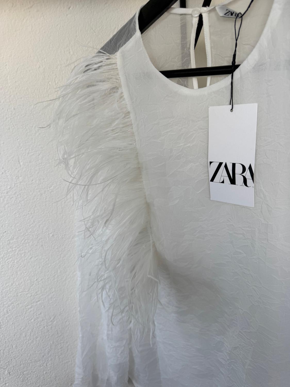 ZW COLLECTION CREASED-EFFECT SHIRT WITH FEATHERS - Image 4