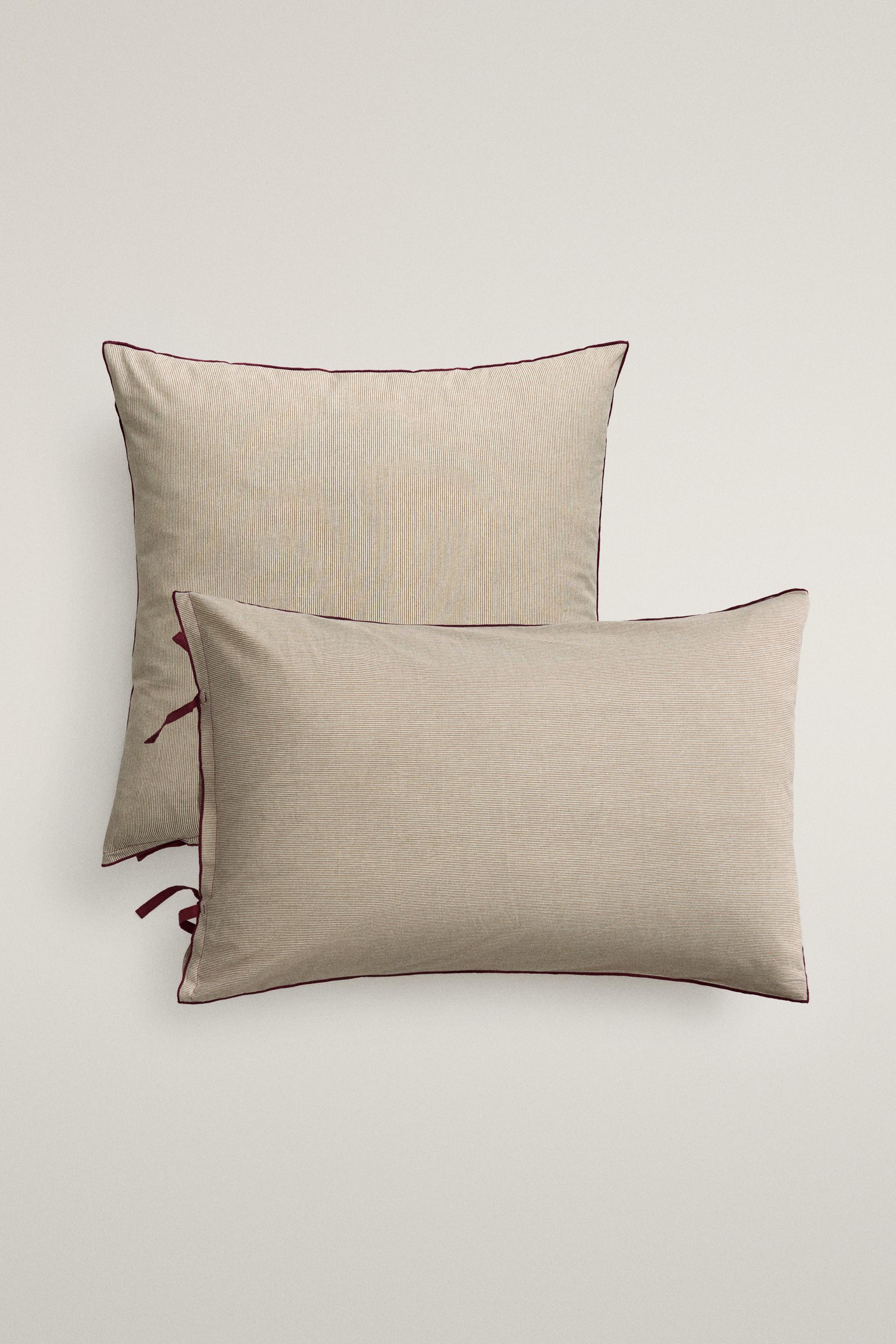 STRIPED COTTON CHRISTMAS PILLOWCASE
