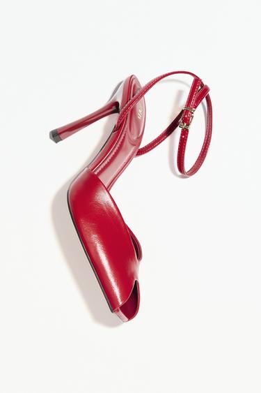 STILETTO HEEL ANKLE STRAP SANDALS - Red by Zara