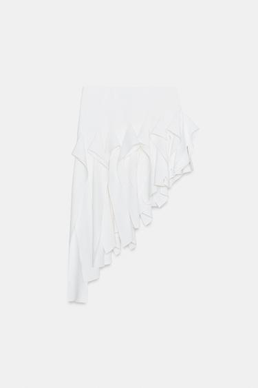 JUPE VOLANTS ASYMÉTRIQUE ZW COLLECTION - Écru de Zara - Image 6