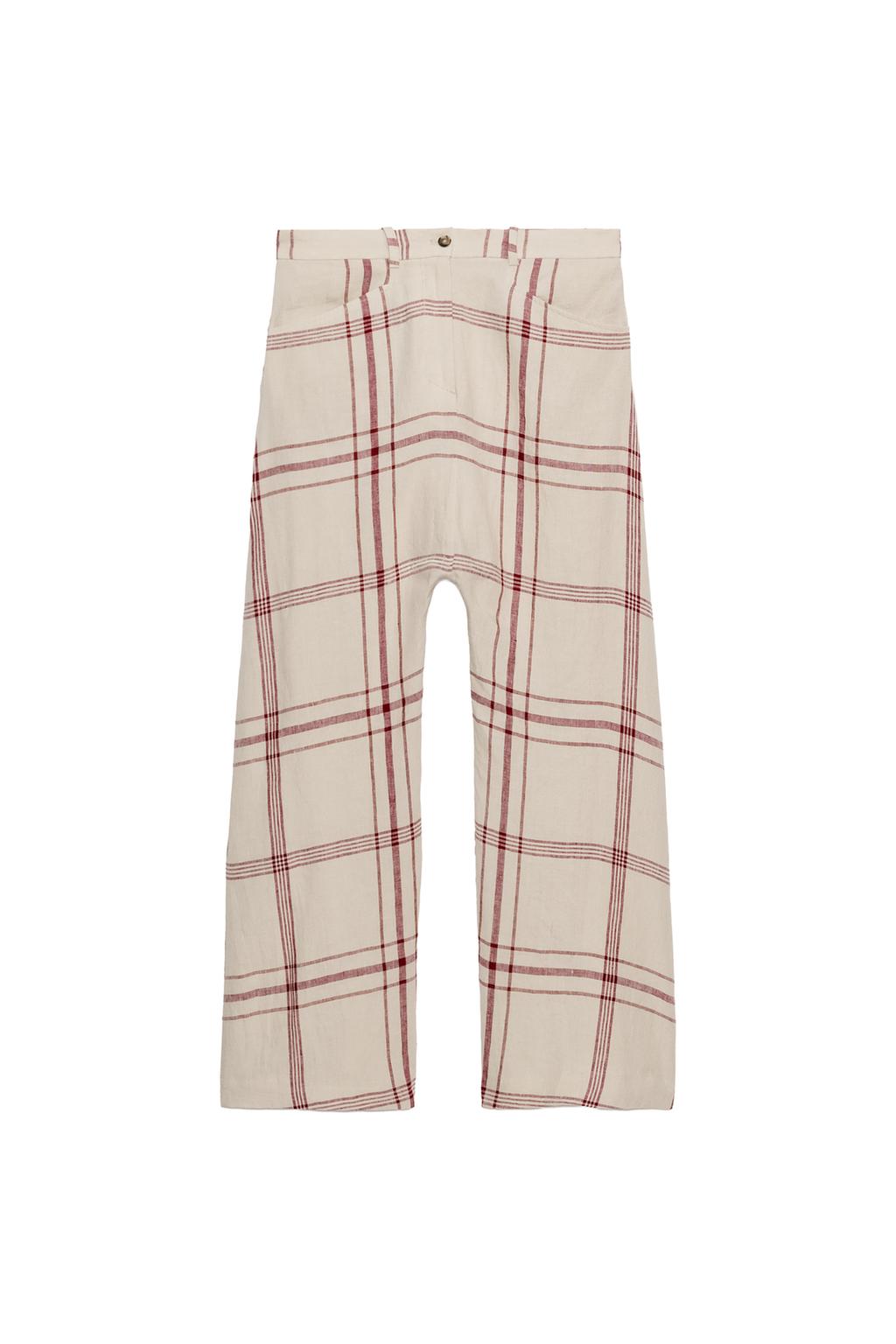 ZW COLLECTION LINEN PLAID BAGGY PANTS - image 3