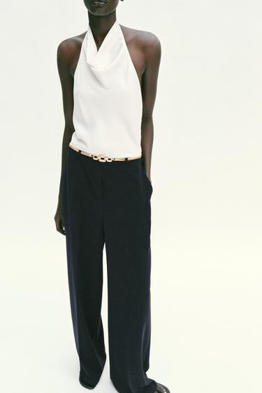 HALTERNECK JUMPSUIT WITH BELT - Dark navy by Zara - Image 2