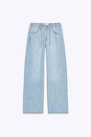 PANTALÓN FLUIDO DENIM TRF CORDÓN - Azul claro de Zara