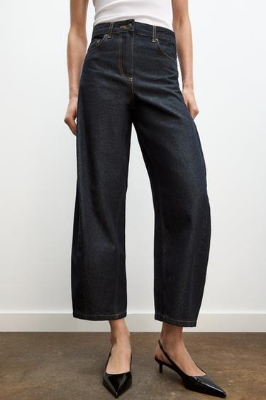 Zara ZW COLLECTION MID-RISE BALLOON JEANS - Blue
