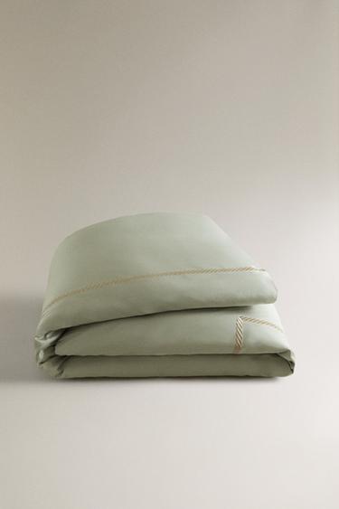 SATEEN DUVET COVER WITH DECORATIVE EMBROIDERY - Green by Zara - Image 4