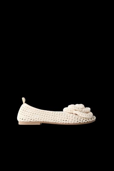 CROCHET FLOWER BALLET SHOES - Ecru White by Zara - Image 0