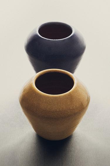 GEËMAILLEERDE TERRACOTTA VAAS - VANILLE van Zara