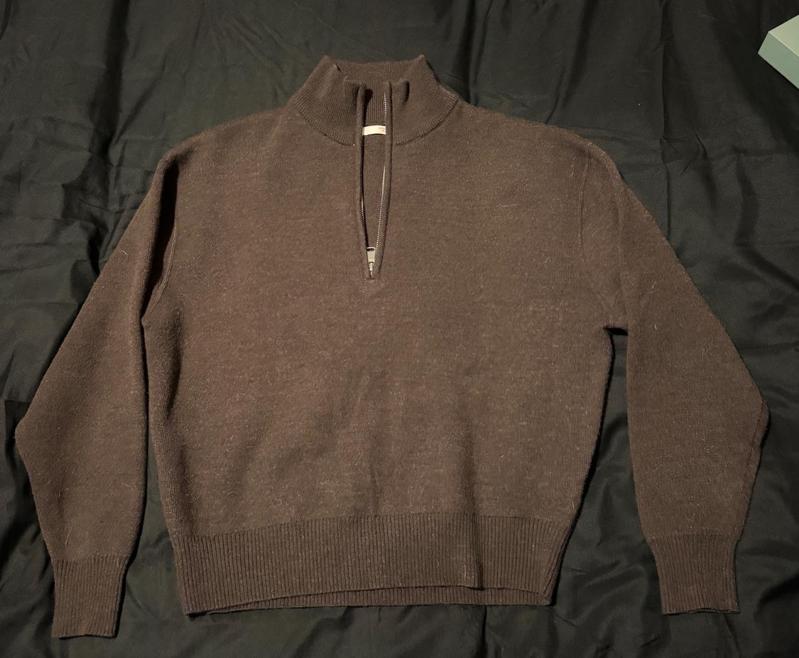 DARK BROWN QUARTER ZIP JUMPER - Image 2