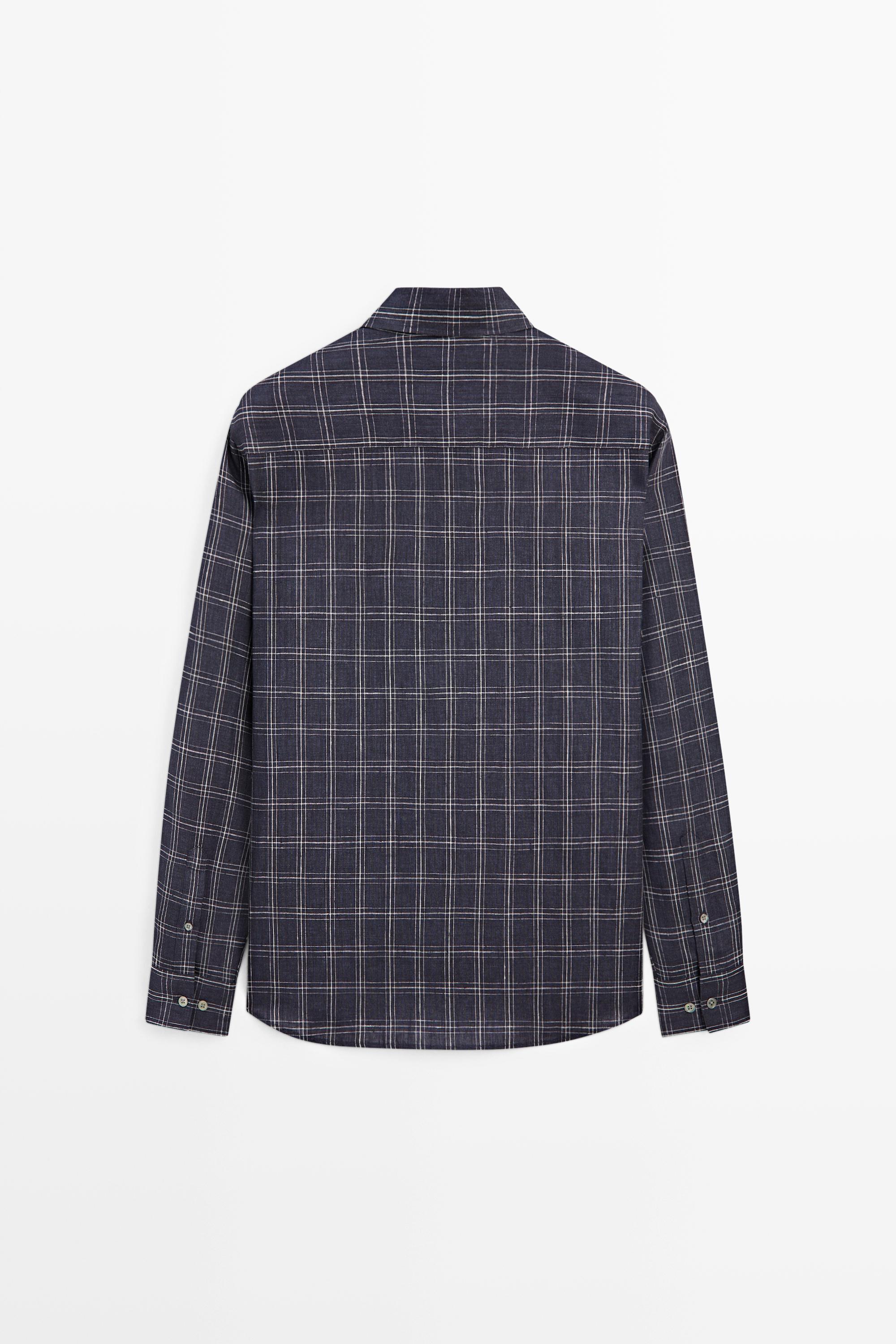 100% linen relaxed fit check shirt