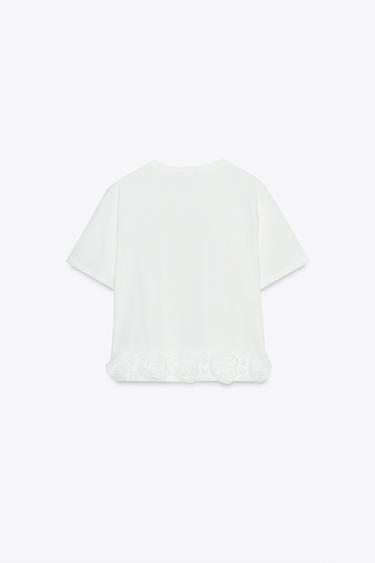 T-SHIRT ROSES EN RELIEF - Blanc de Zara - Image 5