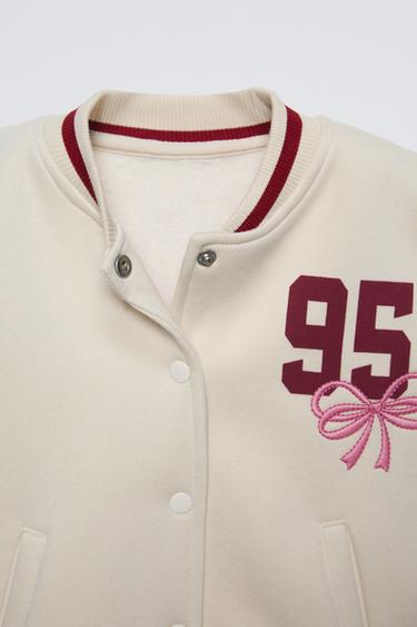BOW EMBROIDERY BOMBER JACKET - Pink by Zara - Image 2