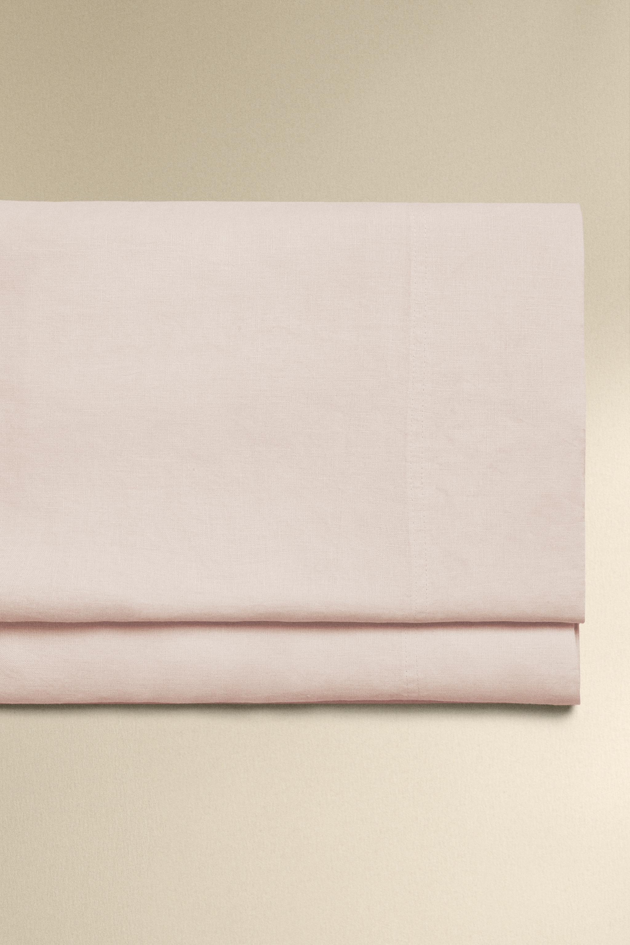 WASHED LINEN FLAT SHEET (140 GXM²) - Pale pink | ZARA United